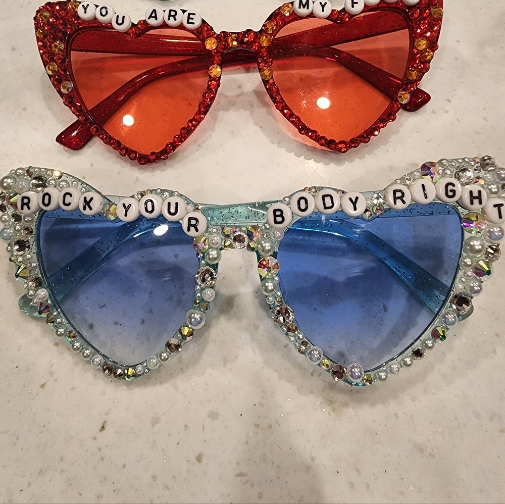 Backstreet Boys Bling Heart Sunglasses Crystal Sphere Tour Custom Rock Your Body - Picture 9 of 13
